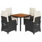 Preview: 5-tlg. Garten-Essgruppe mit Kissen Schwarz Poly Rattan