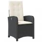 Preview: Gartensessel Verstellbar mit Kissen Schwarz Poly Rattan
