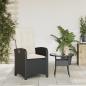 Preview: Gartensessel Verstellbar mit Kissen Schwarz Poly Rattan