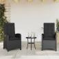 Preview: ARDEBO.de - Gartensessel mit Kissen 2 Stk. Verstellbar Schwarz Poly Rattan