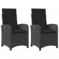Preview: Gartensessel mit Kissen 2 Stk. Verstellbar Schwarz Poly Rattan