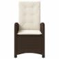 Preview: Gartensessel Verstellbar mit Kissen Braun Poly Rattan