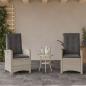 Preview: ARDEBO.de - Gartensessel mit Kissen 2 Stk. Verstellbar Hellgrau Poly Rattan