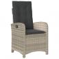 Preview: Gartensessel mit Kissen 2 Stk. Verstellbar Hellgrau Poly Rattan