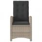 Preview: Gartensessel mit Kissen 2 Stk. Verstellbar Hellgrau Poly Rattan