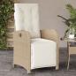 Preview: ARDEBO.de - Gartensessel mit Fußteil Verstellbar Beige Poly Rattan