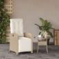 Preview: Gartensessel mit Fußteil Verstellbar Beige Poly Rattan