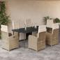 Preview: ARDEBO.de - 7-tlg. Garten-Essgruppe mit Kissen Beige Poly Rattan