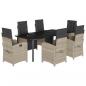 Preview: 7-tlg. Garten-Essgruppe mit Kissen Hellgrau Poly Rattan