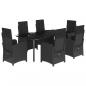 Preview: 7-tlg. Garten-Essgruppe mit Kissen Schwarz Poly Rattan