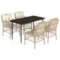Preview: 5-tlg. Garten-Essgruppe mit Kissen Beige Poly Rattan