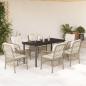 Preview: ARDEBO.de - 7-tlg. Garten-Essgruppe mit Kissen Beige Poly Rattan
