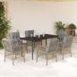 Preview: ARDEBO.de - 7-tlg. Garten-Essgruppe mit Kissen Beigemischung Poly Rattan