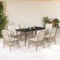 Preview: ARDEBO.de - 7-tlg. Garten-Essgruppe mit Kissen Beige Poly Rattan