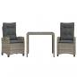 Preview: 3-tlg. Garten-Essgruppe mit Kissen Grau Poly Rattan