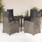 Preview: ARDEBO.de - 5-tlg. Garten-Essgruppe mit Kissen Grau Poly Rattan