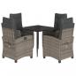 Preview: 5-tlg. Garten-Essgruppe mit Kissen Grau Poly Rattan