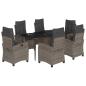 Preview: 7-tlg. Garten-Essgruppe mit Kissen Grau Poly Rattan