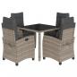 Preview: 5-tlg. Garten-Essgruppe mit Kissen Grau Poly Rattan