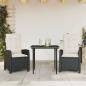 Preview: ARDEBO.de - 3-tlg. Garten-Essgruppe mit Kissen Schwarz Poly Rattan