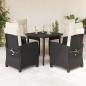 Preview: ARDEBO.de - 5-tlg. Garten-Essgruppe mit Kissen Schwarz Poly Rattan