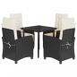 Preview: 5-tlg. Garten-Essgruppe mit Kissen Schwarz Poly Rattan