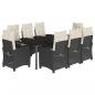 Preview: 9-tlg. Garten-Essgruppe mit Kissen Schwarz Poly Rattan