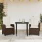 Preview: ARDEBO.de - 3-tlg. Garten-Essgruppe mit Kissen Braun Poly Rattan