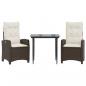 Preview: 3-tlg. Garten-Essgruppe mit Kissen Braun Poly Rattan