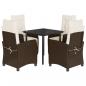 Preview: 5-tlg. Garten-Essgruppe mit Kissen Braun Poly Rattan