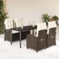Preview: ARDEBO.de - 5-tlg. Garten-Essgruppe mit Kissen Braun Poly Rattan