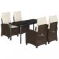 Preview: 5-tlg. Garten-Essgruppe mit Kissen Braun Poly Rattan