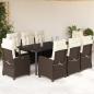 Preview: ARDEBO.de - 9-tlg. Garten-Essgruppe mit Kissen Braun Poly Rattan
