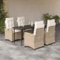 Preview: ARDEBO.de - 5-tlg. Garten-Essgruppe mit Kissen Beige Poly Rattan