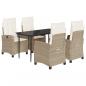 Preview: 5-tlg. Garten-Essgruppe mit Kissen Beige Poly Rattan