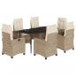 Preview: 7-tlg. Garten-Essgruppe mit Kissen Beige Poly Rattan
