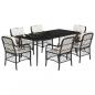Preview: 7-tlg. Garten-Essgruppe mit Kissen Schwarz Poly Rattan