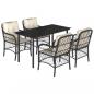 Preview: 5-tlg. Garten-Essgruppe mit Kissen Schwarz Poly Rattan