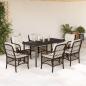Preview: ARDEBO.de - 7-tlg. Garten-Essgruppe mit Kissen Braun Poly Rattan
