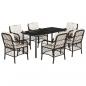 Preview: 7-tlg. Garten-Essgruppe mit Kissen Braun Poly Rattan