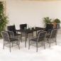 Preview: ARDEBO.de - 7-tlg. Garten-Essgruppe mit Kissen Grau Poly Rattan