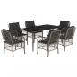 Preview: 7-tlg. Garten-Essgruppe mit Kissen Grau Poly Rattan