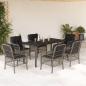 Preview: ARDEBO.de - 7-tlg. Garten-Essgruppe mit Kissen Grau Poly Rattan