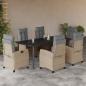 Preview: ARDEBO.de - 7-tlg. Garten-Essgruppe mit Kissen Beigemischung Poly Rattan