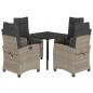 Preview: 5-tlg. Garten-Essgruppe mit Kissen Hellgrau Poly Rattan