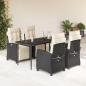 Preview: ARDEBO.de - 5-tlg. Garten-Essgruppe mit Kissen Schwarz Poly Rattan