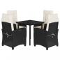 Preview: ARDEBO.de - 5-tlg. Garten-Essgruppe mit Kissen Schwarz Poly Rattan