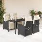 Preview: ARDEBO.de - 5-tlg. Garten-Essgruppe mit Kissen Schwarz Poly Rattan