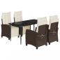Preview: 5-tlg. Garten-Essgruppe mit Kissen Braun Poly Rattan