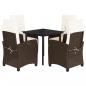 Preview: ARDEBO.de - 5-tlg. Garten-Essgruppe mit Kissen Braun Poly Rattan